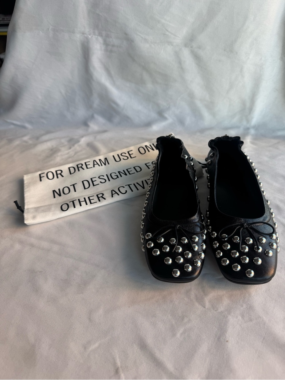 Golden Goose Deluxe Brand Leather Black Silver Studs Ballet  Amy Flat EU 37/US 7